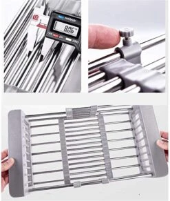 IBright Verstelbare Keukenrek - Gootsteen Mand - Afdruiprek – Vergiet – Verstelbaar In Lengte - Uitschuifbaar - RVS Grijs -Huishoudelijke Benodigdheden 1017x1200 6