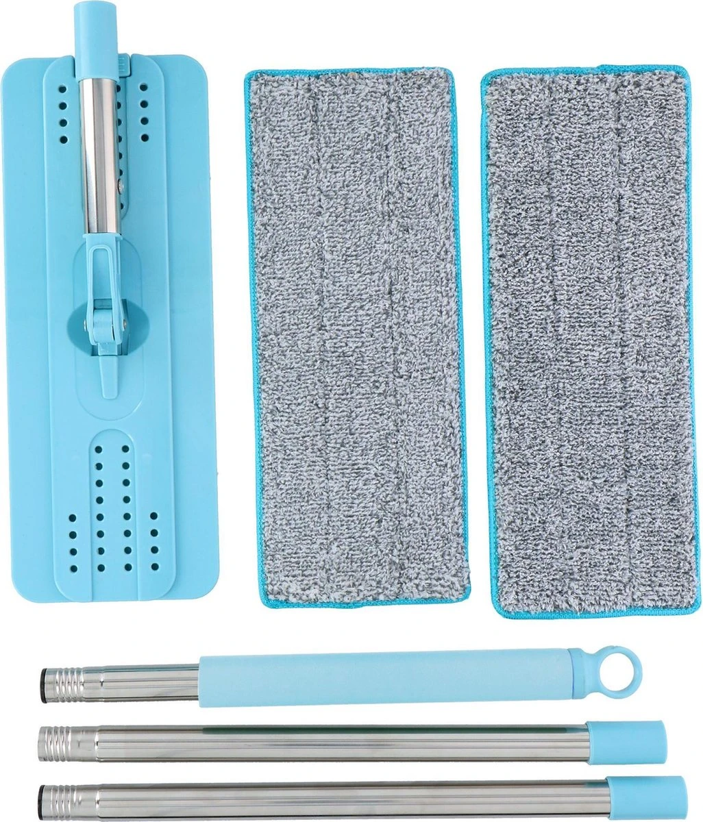 Alpina Platte Mop Met Emmer - Incl. 2 Microvezeldoeken - Voor Harde Vloeren - 360° Draaibaar 2 Alpina Platte Mop Met Emmer - Incl. 2 Microvezeldoeken - Voor Harde Vloeren - 360° Draaibaar - Afbeelding 2