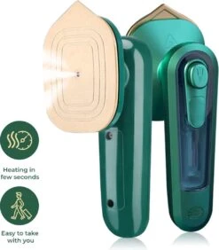Stomer Kleding - Luxe Reis Strijkijzer - Inklapbaar - 8,4x11,5CM - Travel Strijkijzer – Strijkijzer Vakantie – Reisstrijkijzer Klein Strijkijzer - Steamer - Groen -