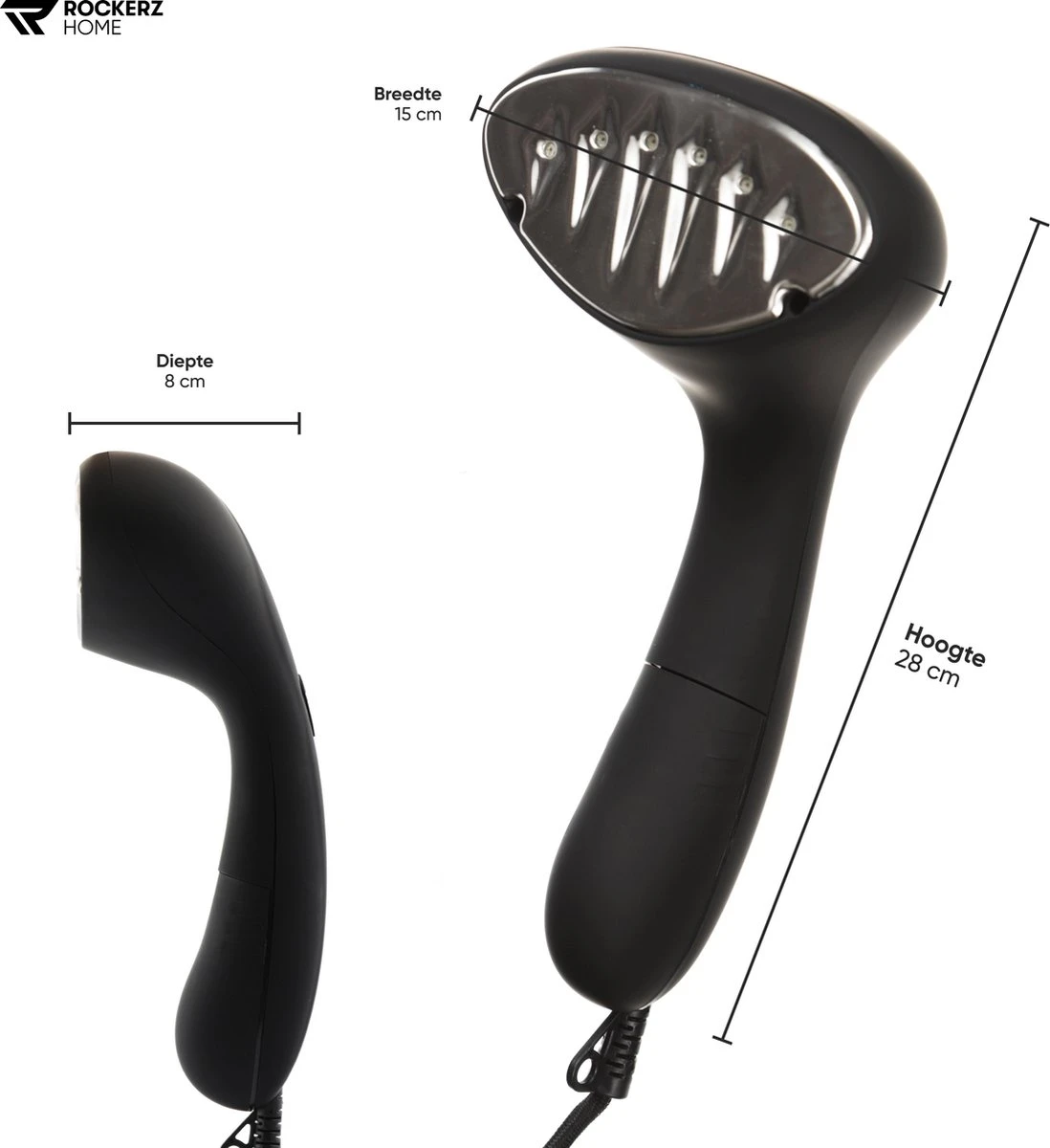 Kledingstomer - Handstomer - Stoomreiniger - Stomer - Luxe Uitvoering - Krachtig En Stijlvol - Inclusief Maatbeker - Snel Opgewarmd (25 Sec) - Geschenkverpakking- 1500W - Merk: Rockerz Home - Kleur: Zwart 5 Kledingstomer - Handstomer - Stoomreiniger - Stomer - Luxe Uitvoering - Krachtig En Stijlvol - Inclusief Maatbeker - Snel Opgewarmd (25 Sec) - Geschenkverpakking- 1500W - Merk: Rockerz Home - Kleur: Zwart - Afbeelding 5