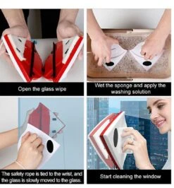 Merkloos Magnetische Raamwisser - Ruitenreiniger - Dubbel Glas - Rood - 5-24 Mm Glas -Huishoudelijke Benodigdheden 1113x1200 4