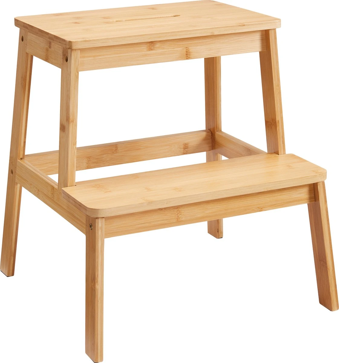 ACAZA Krukje In 2 Niveaus - Houten Opstapje - Bruin 1 ACAZA Krukje In 2 Niveaus - Houten Opstapje - Bruin