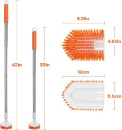 Merkloos Badkamer Reinigingsborstel - Badkamerschrobborstel - Reinigingsborstel - Met Afneembare Telescopische Handgreep En 180° Verstelbare Gezamenlijke Reinigingsborstel - Lange Steel 107 Cm -Huishoudelijke Benodigdheden 1126x1200 1