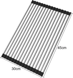 IBright Oprolbare Afdruiprek - Pannen Rooster Hittebestendig - Afdruiprooster - Pannenonderzetter - RVS Zwart 9 IBright Oprolbare Afdruiprek - Pannen Rooster Hittebestendig - Afdruiprooster - Pannenonderzetter - RVS Zwart -Huishoudelijke Benodigdheden 1128x1200 2