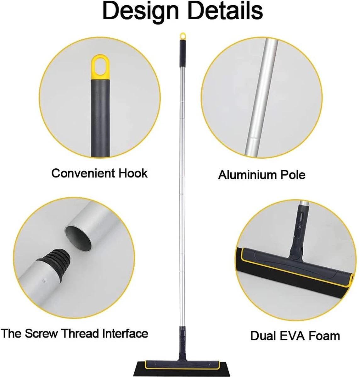 Merkloos Vloertrekker Met Steel - Perfect. Voor Vloer & Raam - Verstelbare Lengte - 180 Graden Draaibaar - Douchewisser - Vloerwisser - Verwijderbare Handgreep-130 Cm 2 Merkloos Vloertrekker Met Steel - Perfect. Voor Vloer & Raam - Verstelbare Lengte - 180 Graden Draaibaar - Douchewisser - Vloerwisser - Verwijderbare Handgreep-130 Cm - Afbeelding 2