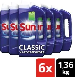 SUN® Sun Classic Normaal Vaatwaspoeder - 6 X 80 Wasbeurten - Voordeelverpakking -Huishoudelijke Benodigdheden 1169x1200 2