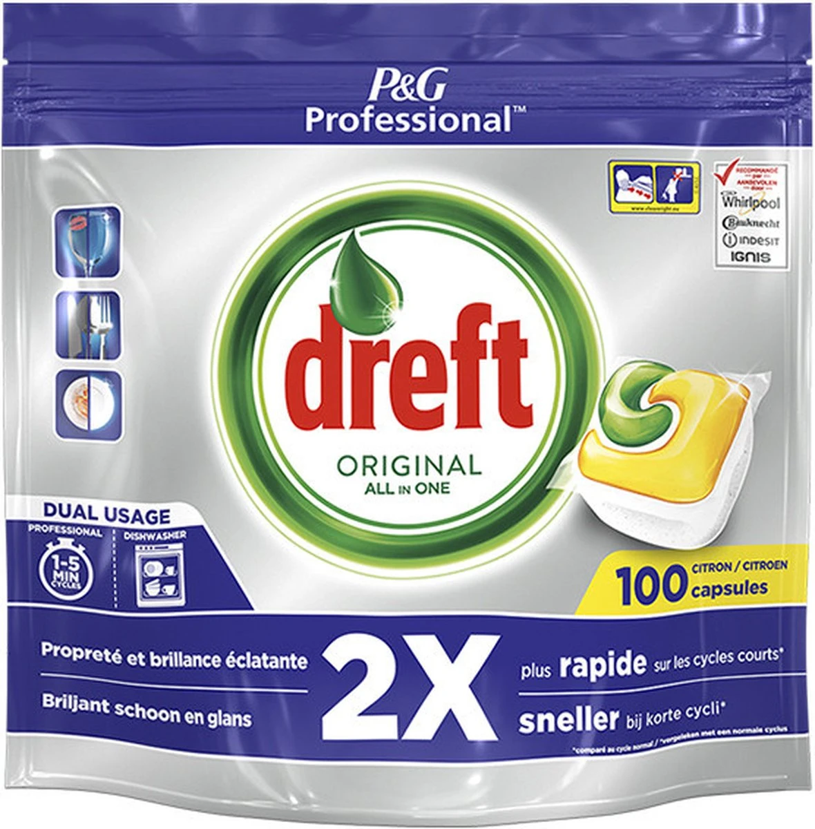 Dreft - Original - All In One - Vaatwastabletten - Citroen - 100 Stuks 1 Dreft - Original - All In One - Vaatwastabletten - Citroen - 100 Stuks