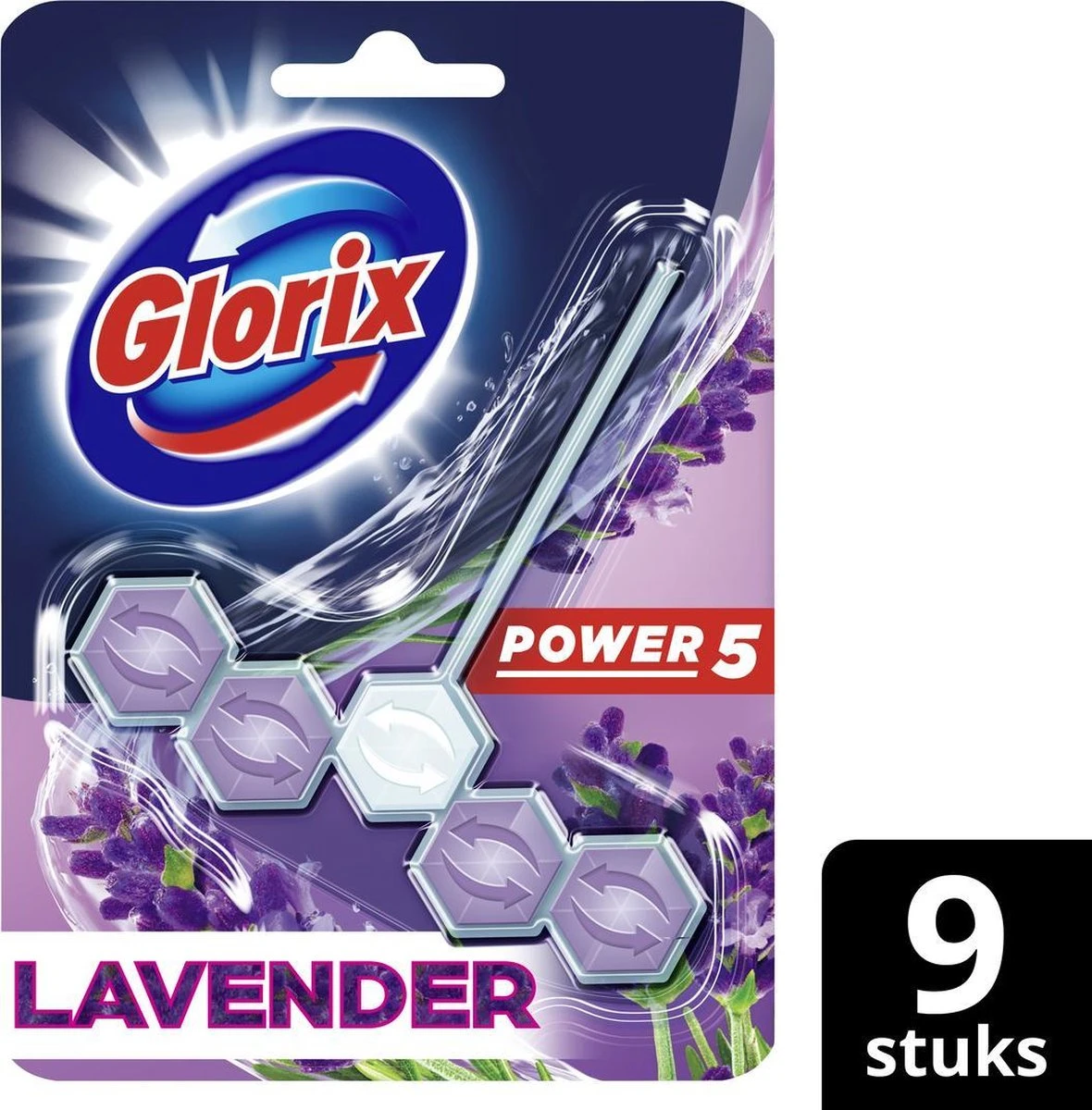 Glorix Power 5 Toiletblokken - Lavendel - 9 Stuks - Voordeelverpakking 2 Glorix Power 5 Toiletblokken - Lavendel - 9 Stuks - Voordeelverpakking - Afbeelding 2