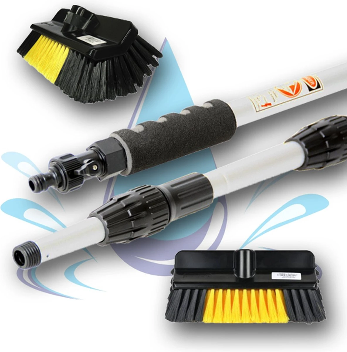 Wasborstel Met Telescopische Steel 4 Meter En Gardena Aansluiting / Wasborstel Met Uitschuifbare Telescoopsteel Met Waterdoorvoer 1 Wasborstel Met Telescopische Steel 4 Meter En Gardena Aansluiting / Wasborstel Met Uitschuifbare Telescoopsteel Met Waterdoorvoer