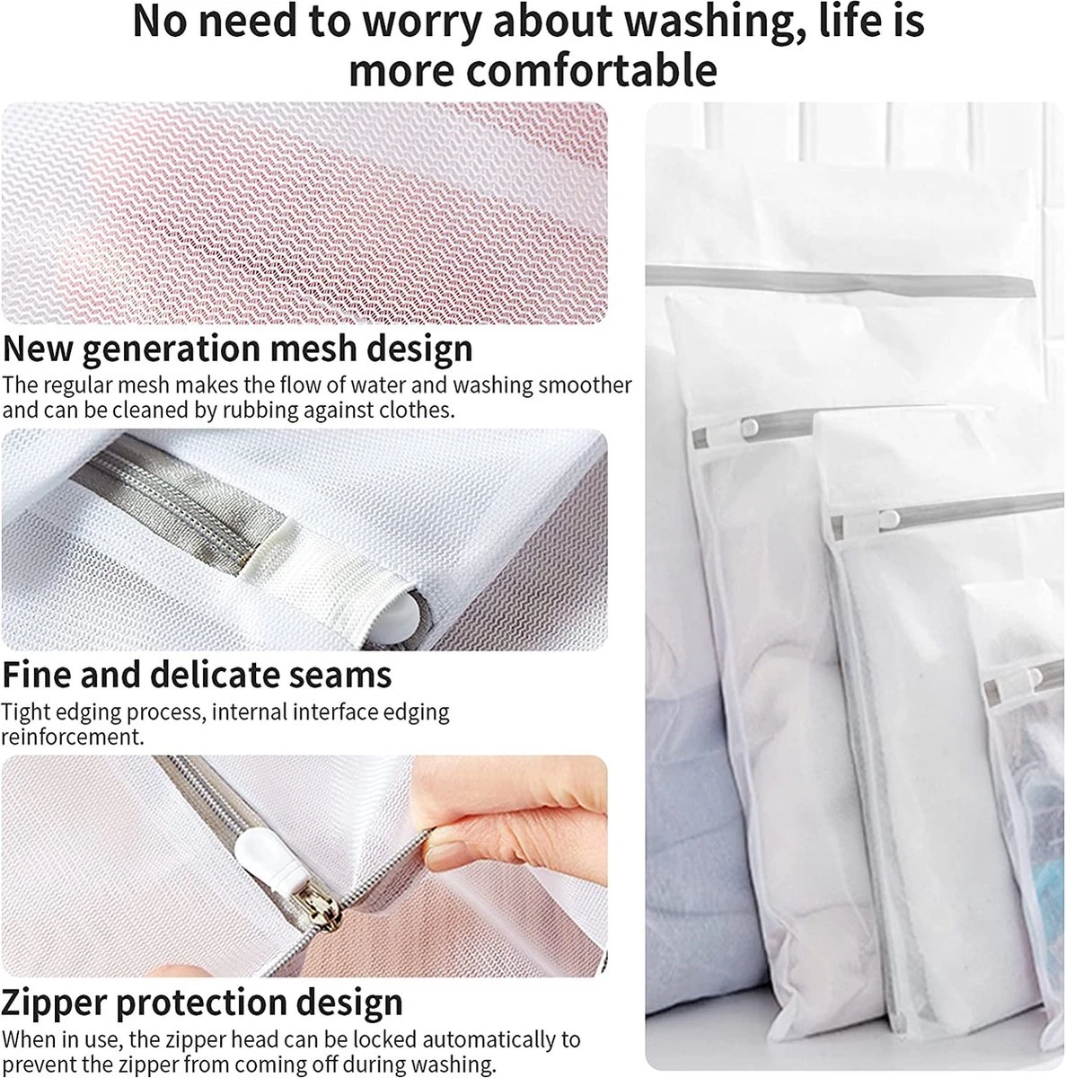 BOTC Waszakken - Wasnetten - Set Van 5 - Bescherm Je Wasgoed En Wasmachine - Transparant 3 BOTC Waszakken - Wasnetten - Set Van 5 - Bescherm Je Wasgoed En Wasmachine - Transparant - Afbeelding 3