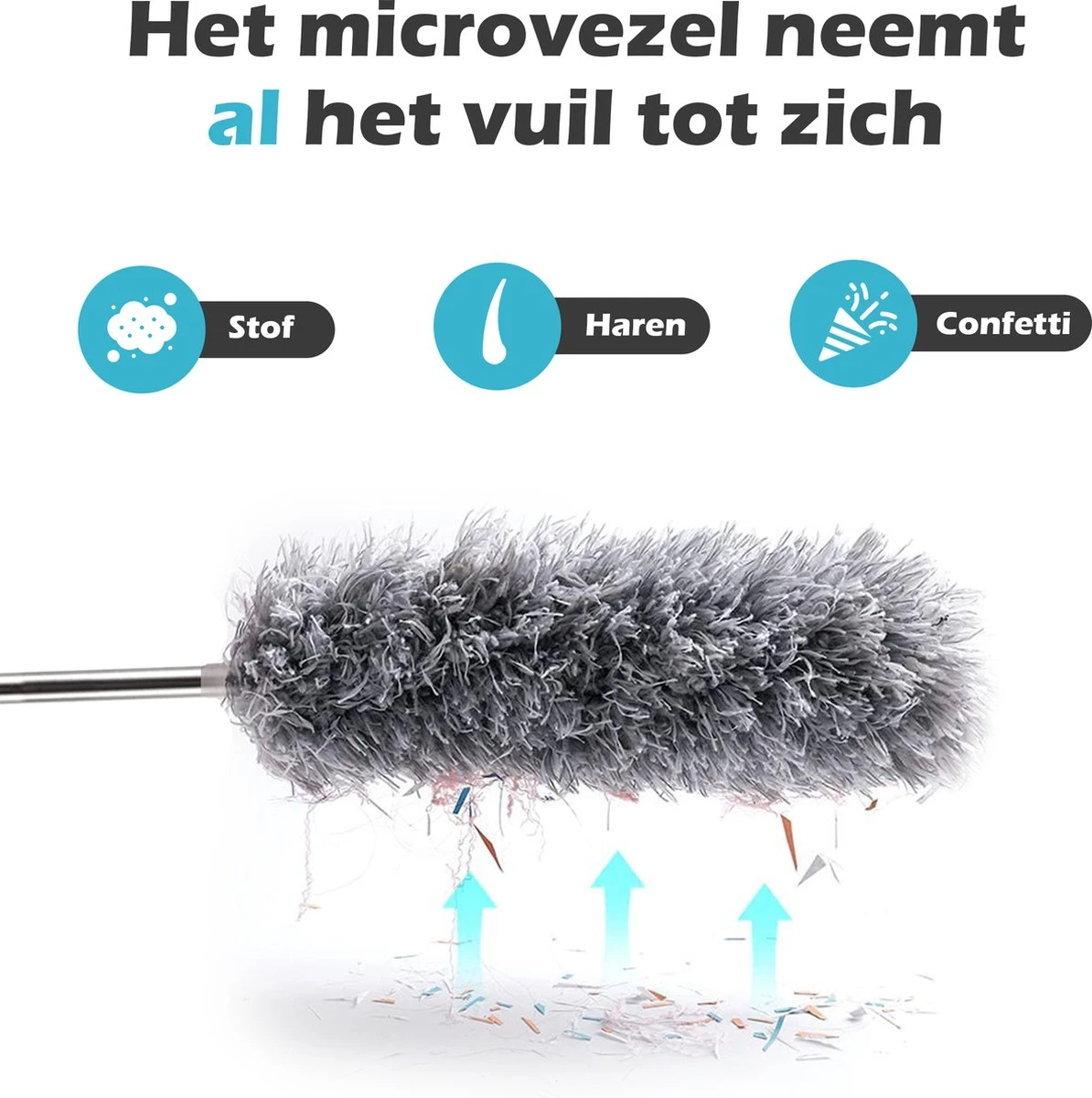 JUST23 Plumeau Uitschuifbaar Met Telescoopsteel – 60 Tot 140 Cm – Ragebol – Stoffer – Duster – Grijs – Incl. Microfiber Doek 8 JUST23 Plumeau Uitschuifbaar Met Telescoopsteel – 60 Tot 140 Cm – Ragebol – Stoffer – Duster – Grijs – Incl. Microfiber Doek - Afbeelding 8