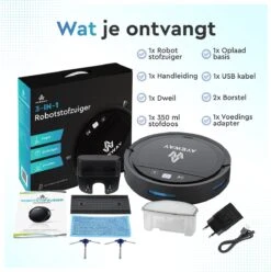 AyeWay 3 In 1 Robotstofzuiger - Dweil Robot - Stofzuiger Robot - Dweilsysteem – Draadloos – Met App -Huishoudelijke Benodigdheden 1196x1200 16