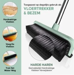 Powarkleen - Vloertrekker Met Steel & Bezem 2 In 1 - Vloerwisser Voor Badkamer Vloer - Groen -Huishoudelijke Benodigdheden 1197x1200 2