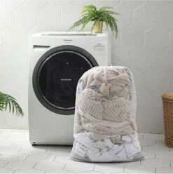 Wasnet Waszak - Groot - XL - 60 X 80 CM - Wit - Treksysteem - Trekbandsluiting - Polyester - Laundry Bag -Huishoudelijke Benodigdheden 1197x1200