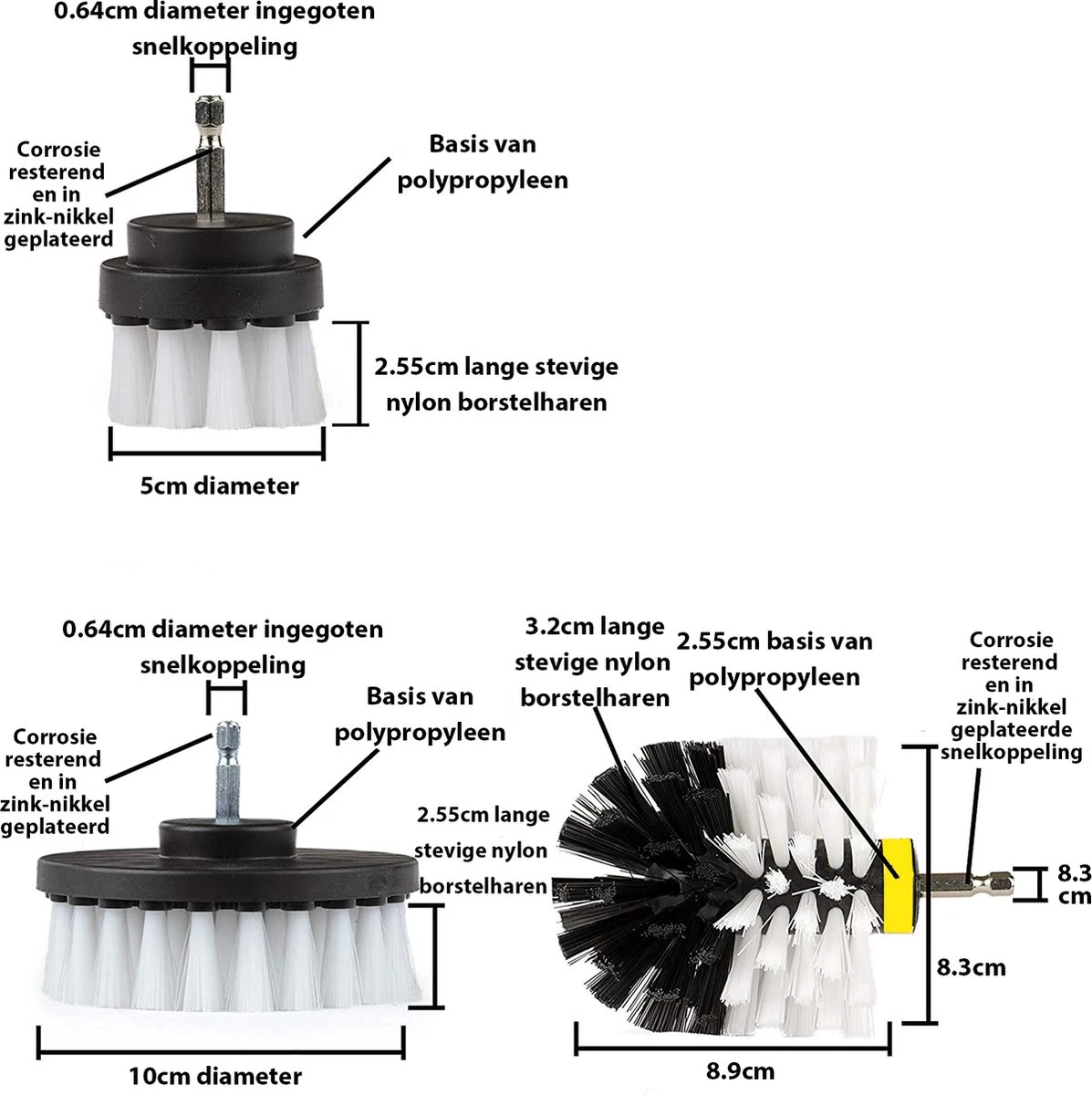 Kibani 9 Delige Borstelset Voor Boormachine - Wit, Rood, Geel - Voor Wielen, Tapijt, Bekleding, Beton En Steen | Schrobborstel – Boorborstel – Schuurborstel - Borstel Boormachine – Schoonmaakborstel – Reinigingsborstel – Tapijtreiniger - Borstelset 8 Kibani 9 Delige Borstelset Voor Boormachine - Wit, Rood, Geel - Voor Wielen, Tapijt, Bekleding, Beton En Steen | Schrobborstel – Boorborstel – Schuurborstel - Borstel Boormachine – Schoonmaakborstel – Reinigingsborstel – Tapijtreiniger - Borstelset - Afbeelding 8