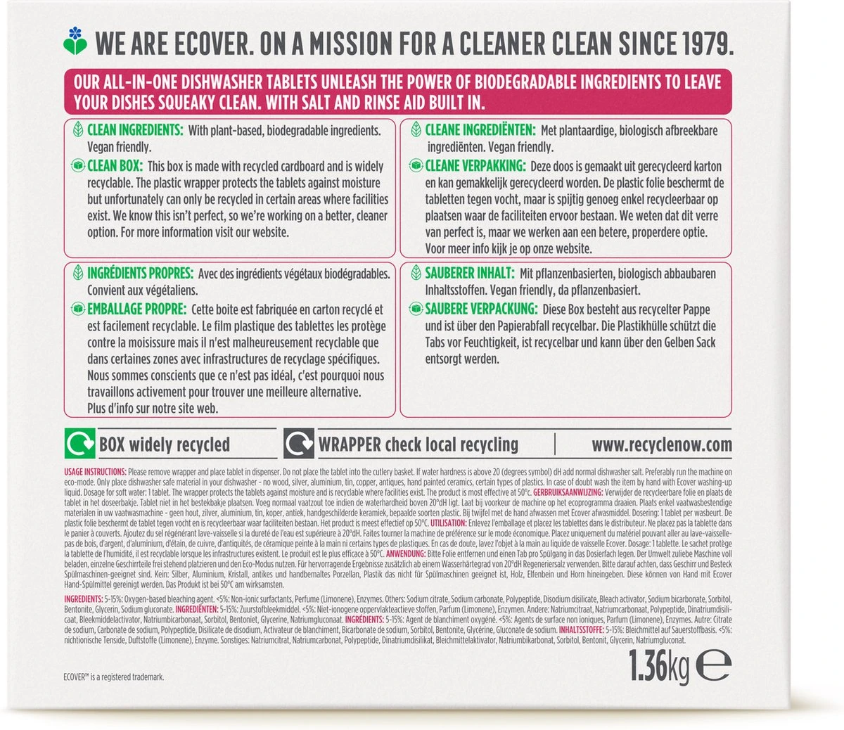 Ecover - Vaatwastabletten All In One - 68 Tabs 3 Ecover - Vaatwastabletten All In One - 68 Tabs - Afbeelding 3