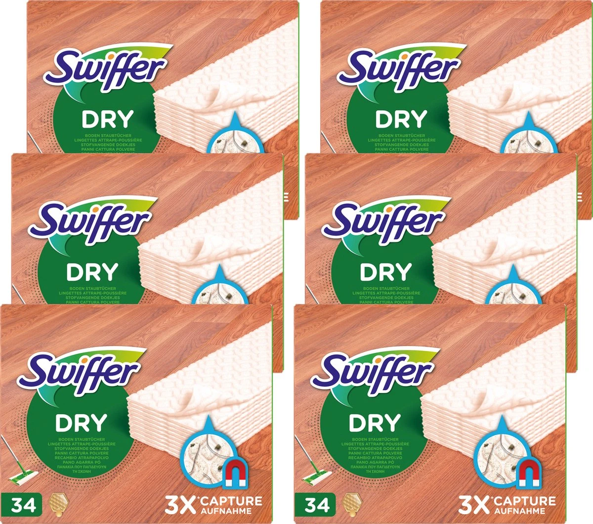 Swiffer Vloerreiniger Droge Doekjes Voor Parket - Voordeelverpakking 6 X 34 Navullingen 1 Swiffer Vloerreiniger Droge Doekjes Voor Parket - Voordeelverpakking 6 X 34 Navullingen