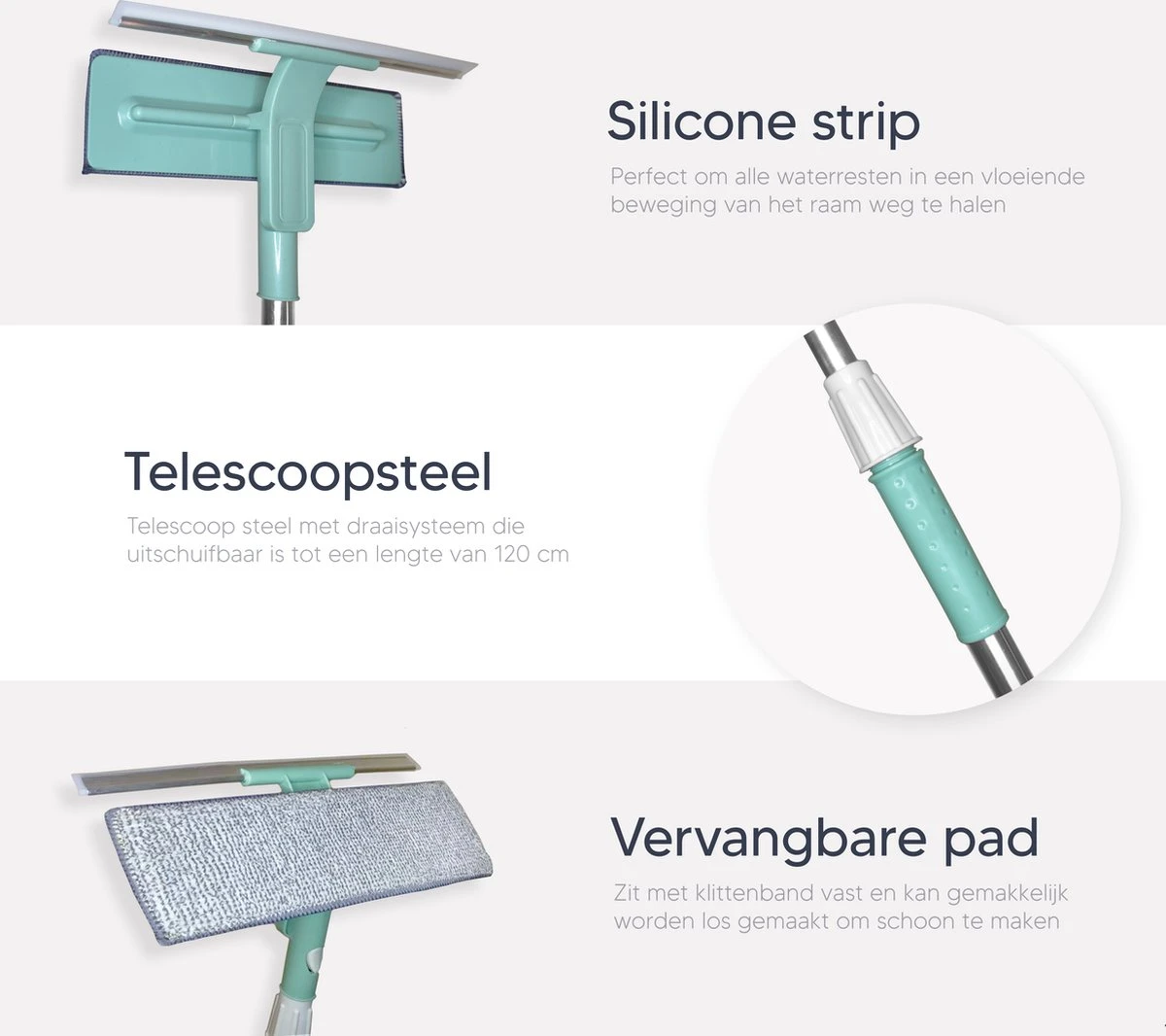 Johannes & Co Raamwisser Met Telescoopsteel 120cm Ruitenreiniger - Ramenwasser - Ramenwisser 4 Johannes & Co Raamwisser Met Telescoopsteel 120cm Ruitenreiniger - Ramenwasser - Ramenwisser - Afbeelding 4