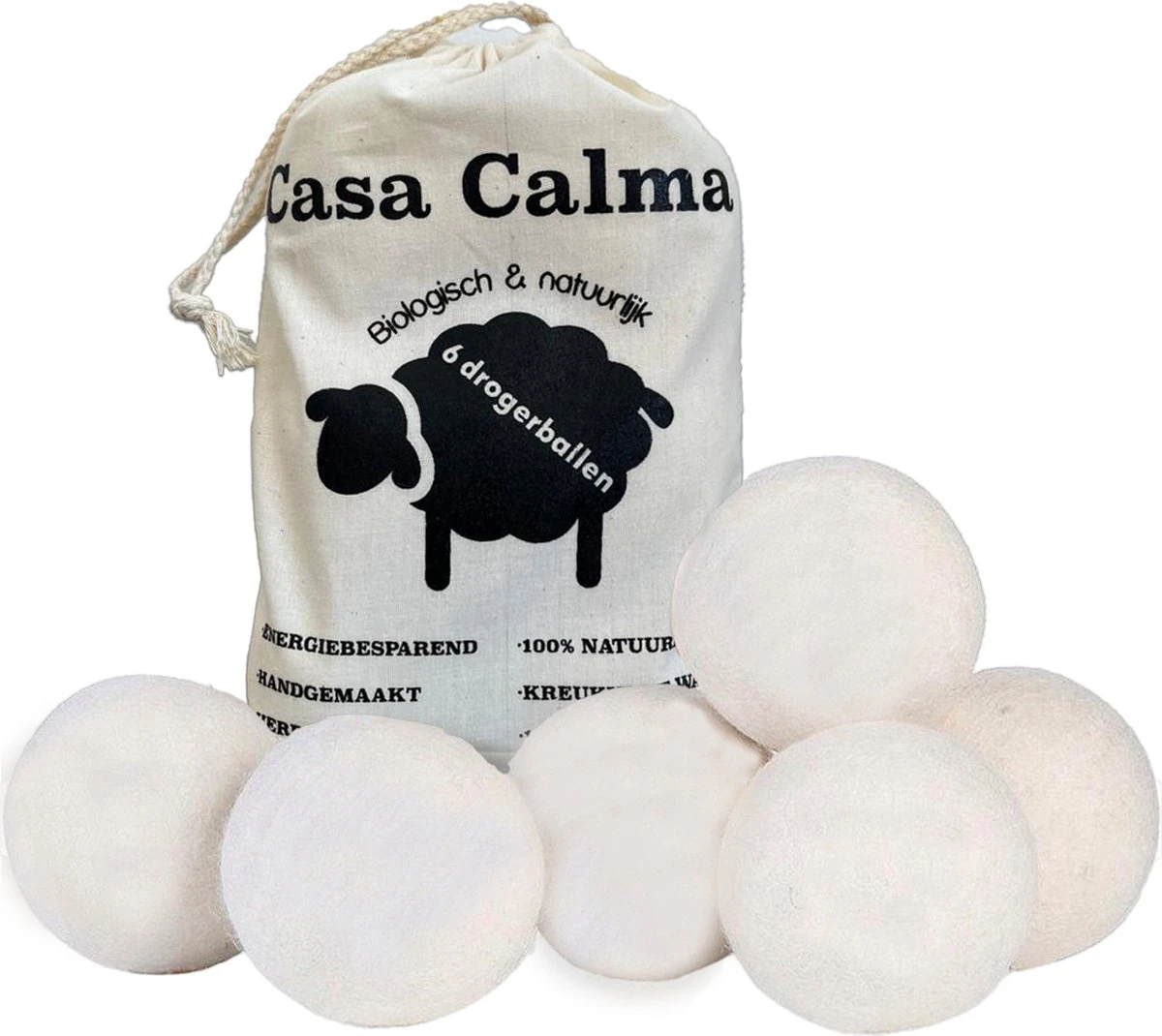 Casa Calma Drogerballen (6 Stuks) - Inclusief Opbergzakje - 100% Natuurlijk Schapenwol - Droger Ballen - Zero Waste Wasverzachter Bollen - Energiebesparend Drogen Met Droogbollen - Dryer Balls - Diervriendelijk & Milieuvriendelijk - Energie Besparen 1 Casa Calma Drogerballen (6 Stuks) - Inclusief Opbergzakje - 100% Natuurlijk Schapenwol - Droger Ballen - Zero Waste Wasverzachter Bollen - Energiebesparend Drogen Met Droogbollen - Dryer Balls - Diervriendelijk & Milieuvriendelijk - Energie Besparen