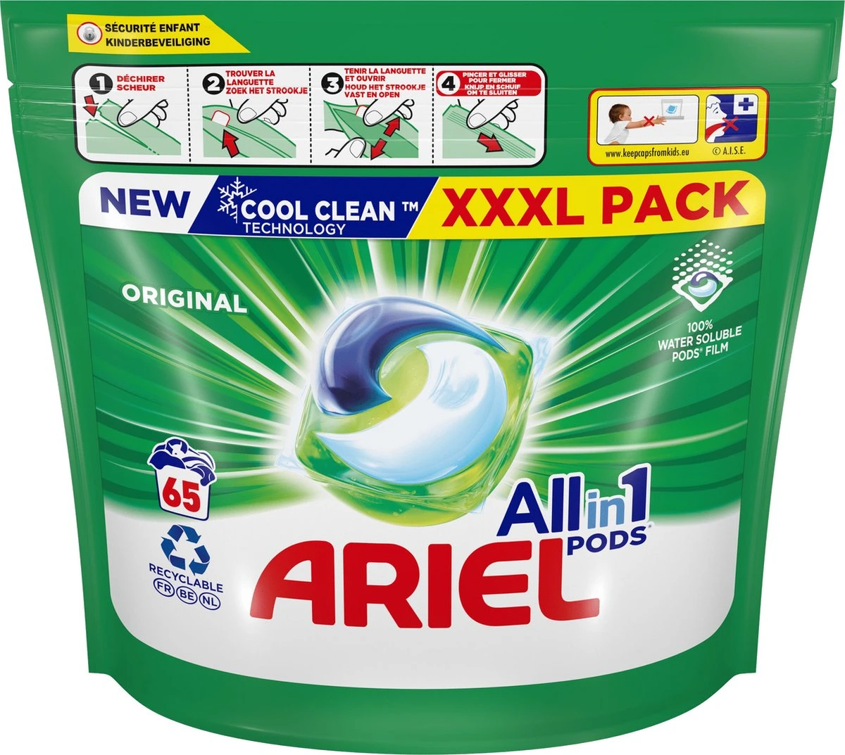 Ariel All In 1 Wasmiddel Pods Original Wit - 65 Wasbeurten 2 Ariel All In 1 Wasmiddel Pods Original Wit - 65 Wasbeurten - Afbeelding 2