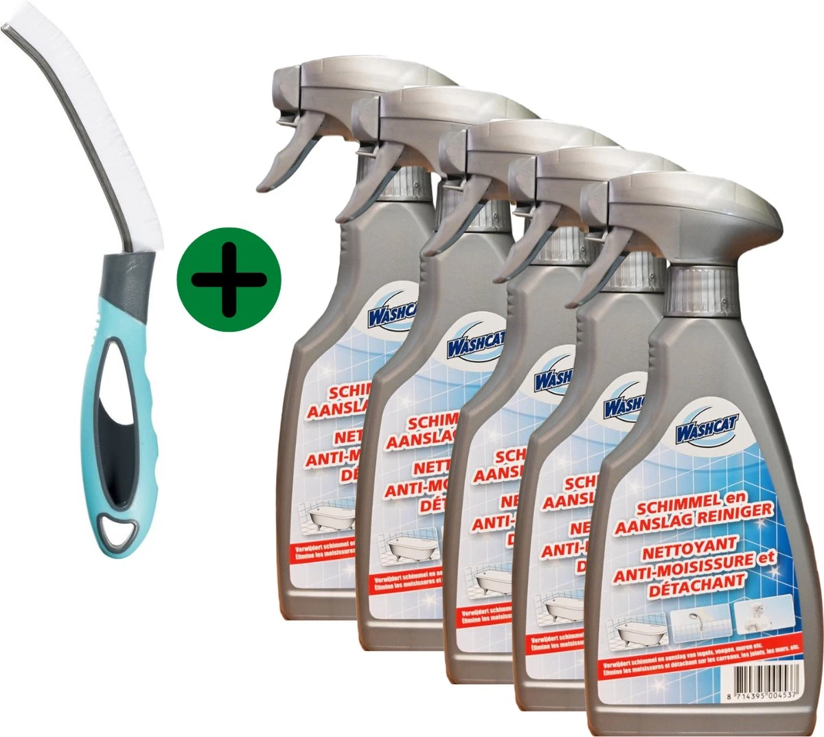 Krachtige Schimmelreiniger | Schimmel Verwijderaar | Geschikt Voor Tegel-, Siliconenvoegen, Stucwerk & Badkamer | 5x 500 Ml | Tijdelijk Met Gratis Voegenborstel 1 Krachtige Schimmelreiniger | Schimmel Verwijderaar | Geschikt Voor Tegel-, Siliconenvoegen, Stucwerk & Badkamer | 5x 500 Ml | Tijdelijk Met Gratis Voegenborstel