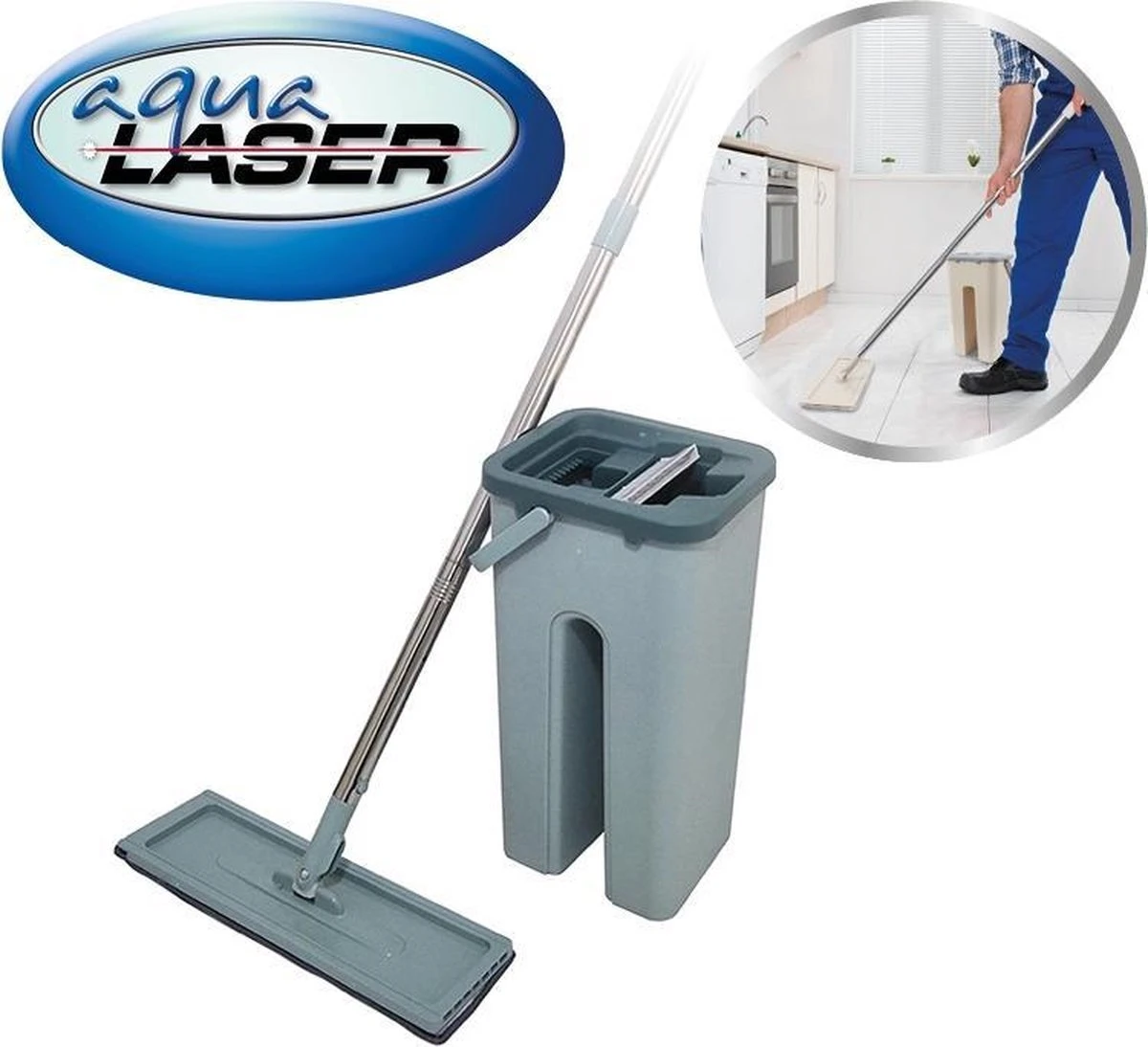 Aqua Laser Easy Flat Mop - Dweil - Blauw 3 Aqua Laser Easy Flat Mop - Dweil - Blauw - Afbeelding 3