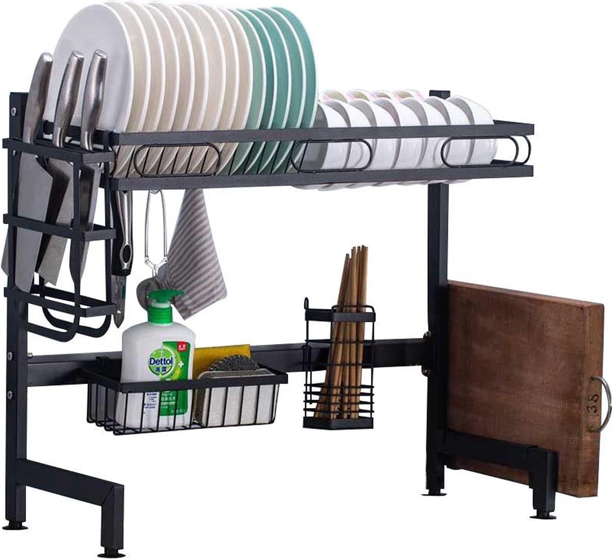 Afdruiprek Voor Boven Gootsteen - Keukenhulp - Keukenrek - Industriële Look - Bordenrek 1 Afdruiprek Voor Boven Gootsteen - Keukenhulp - Keukenrek - Industriële Look - Bordenrek