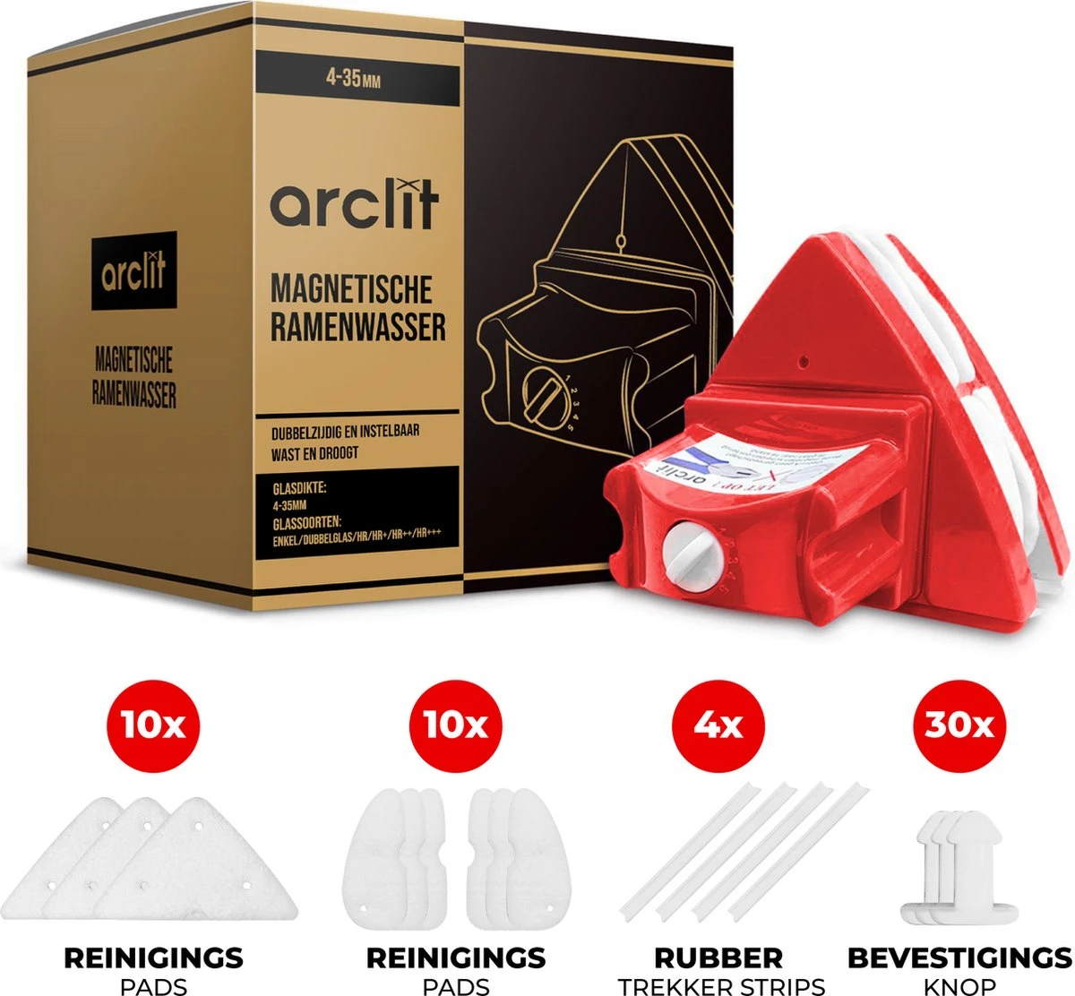 Arclit® | Magnetische Ramenwasser 4-35mm | Geschikt Voor HR / HR+++ | Verstelbare Ruitenreiniger & Raamwisser 1 Arclit® | Magnetische Ramenwasser 4-35mm | Geschikt Voor HR / HR+++ | Verstelbare Ruitenreiniger & Raamwisser