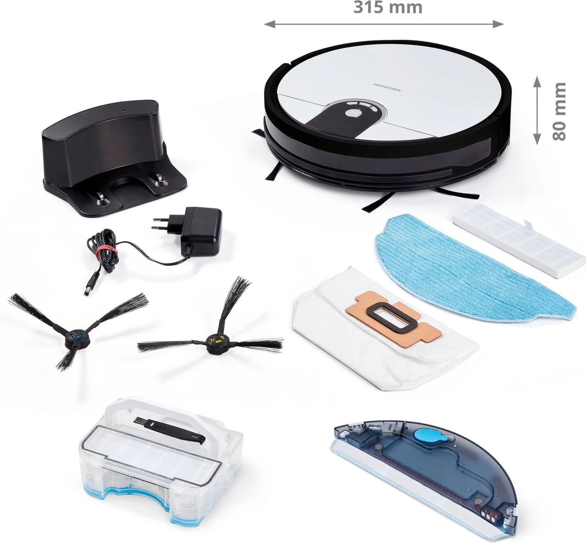 Medion S20 SW - Robotstofzuiger - App- En Alexa-besturing - Wit 6 Medion S20 SW - Robotstofzuiger - App- En Alexa-besturing - Wit - Afbeelding 6