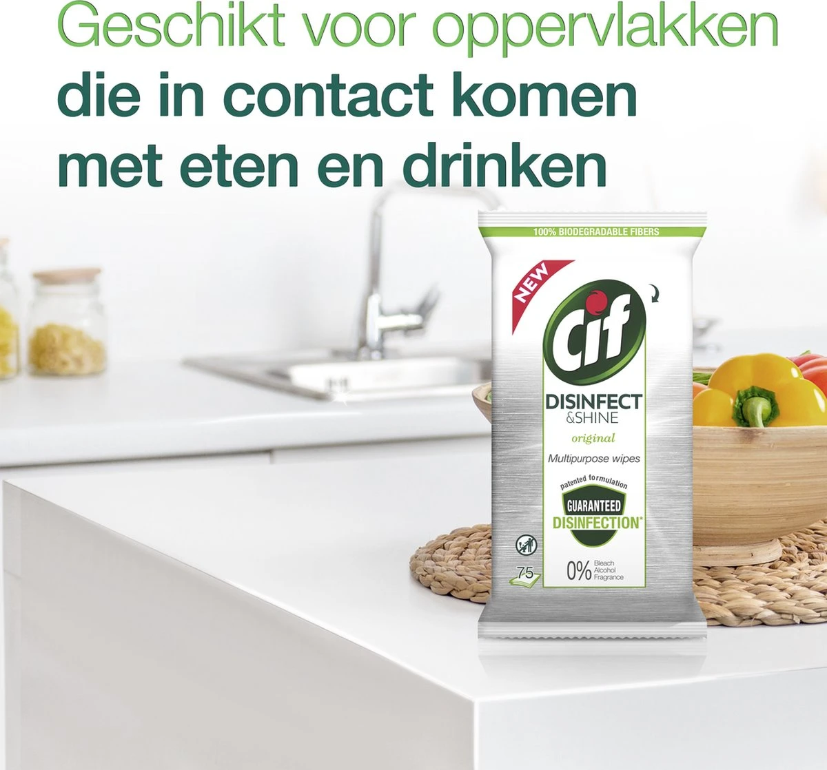 Cif Disinfect & Shine Wipes Doden 99,99% Van De Bacteriën Original Desinfecterende Schoonmaakdoekjes, Van 100% Biologisch Afbreekbaar Textiel 5 X 75 Doekjes 7 Cif Disinfect & Shine Wipes Doden 99,99% Van De Bacteriën Original Desinfecterende Schoonmaakdoekjes, Van 100% Biologisch Afbreekbaar Textiel 5 X 75 Doekjes - Afbeelding 7