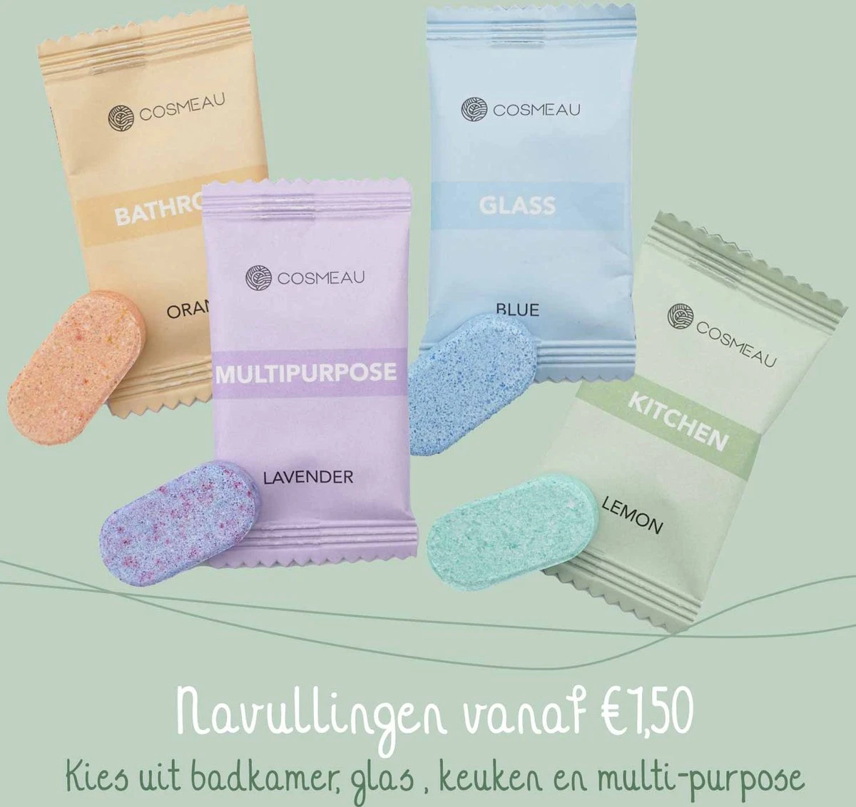 Cosmeau Mixed 8 Stuks Tabletten Cleaning Tabs Schoonmaak Tabs - Allesreiniger - Keukenreiniger - Badkamerreiniger Sanitair 3 Cosmeau Mixed 8 Stuks Tabletten Cleaning Tabs Schoonmaak Tabs - Allesreiniger - Keukenreiniger - Badkamerreiniger Sanitair - Afbeelding 3