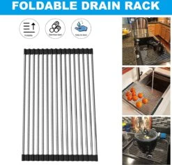 IBright Oprolbare Afdruiprek - Pannen Rooster Hittebestendig - Afdruiprooster - Pannenonderzetter - RVS Zwart 10 IBright Oprolbare Afdruiprek - Pannen Rooster Hittebestendig - Afdruiprooster - Pannenonderzetter - RVS Zwart -Huishoudelijke Benodigdheden 1200x1155 3