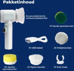 B-care Magic Brush - Elektrische Multifunctionele Schoonmaakborstel - 7 Opzetstukken - Wasborstel - Poetsmachine - Schrobborstel - Handborstel - Werkborstel - Schrobber - Boorborstel - Reinigingsborstel -Huishoudelijke Benodigdheden 1200x1155 7