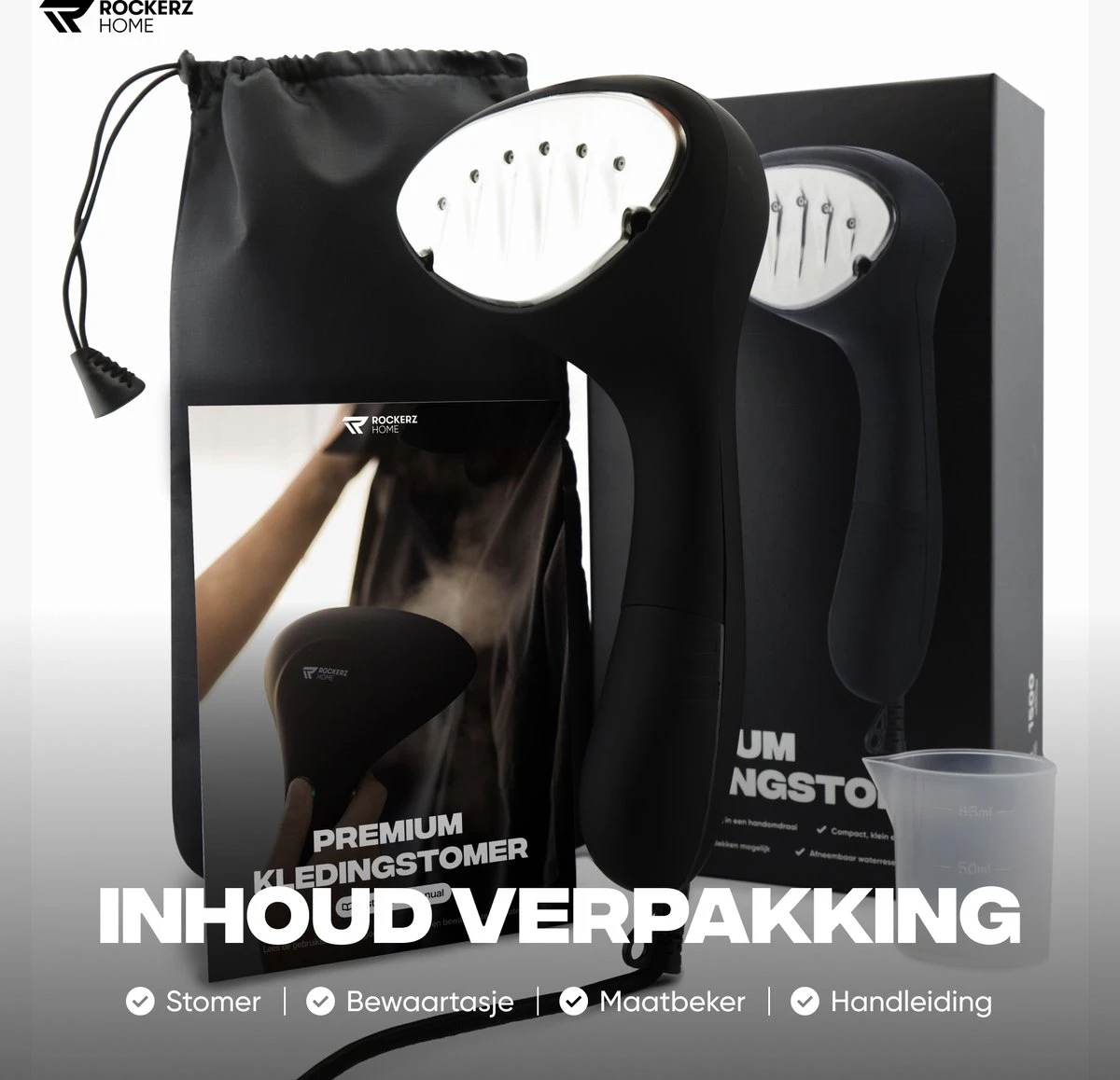Kledingstomer - Handstomer - Stoomreiniger - Stomer - Luxe Uitvoering - Krachtig En Stijlvol - Inclusief Maatbeker - Snel Opgewarmd (25 Sec) - Geschenkverpakking- 1500W - Merk: Rockerz Home - Kleur: Zwart 10 Kledingstomer - Handstomer - Stoomreiniger - Stomer - Luxe Uitvoering - Krachtig En Stijlvol - Inclusief Maatbeker - Snel Opgewarmd (25 Sec) - Geschenkverpakking- 1500W - Merk: Rockerz Home - Kleur: Zwart - Afbeelding 10
