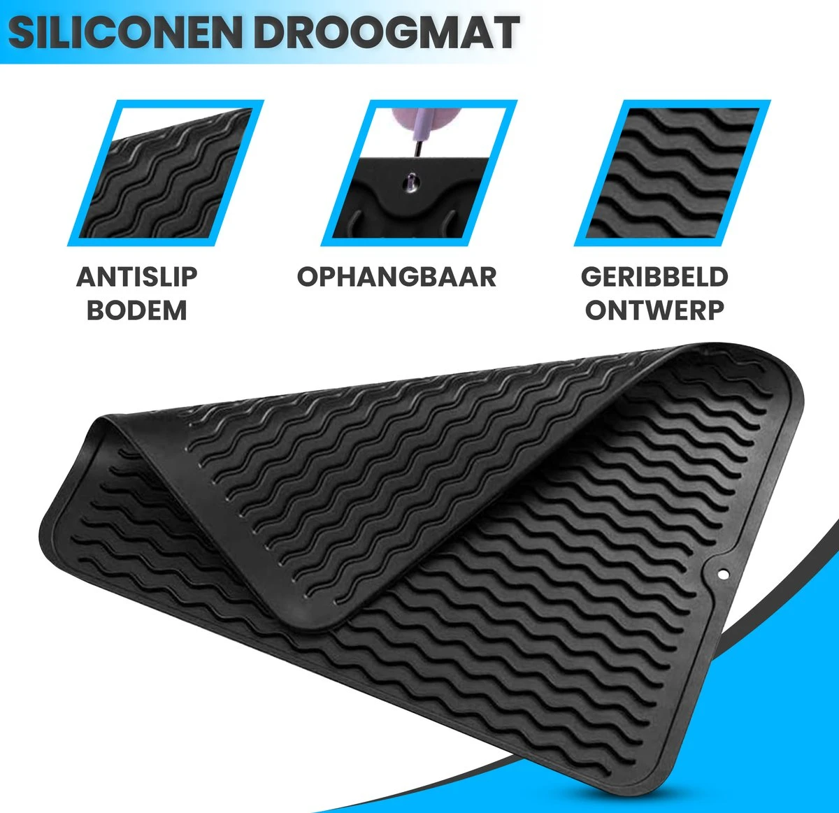 Bangosa Afdruipmat - Vaat Afwas Droogmat - Siliconen 50 X 40 5 Bangosa Afdruipmat - Vaat Afwas Droogmat - Siliconen 50 X 40 - Afbeelding 5