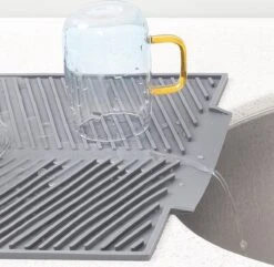 Navaris Siliconen Droogmat Met Afvoer - Aanrecht Droogmat Voor Afwas, Borden, Bestek, Glazen - Grijs -Huishoudelijke Benodigdheden 1200x1171 3