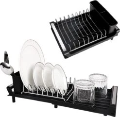 MIRI Afdruiprek – Afwasrek – Uitschuifbaar – Met Lekbak In Gootsteen – Afwas – Roestvrij Staal – Zwart 11 MIRI Afdruiprek – Afwasrek – Uitschuifbaar – Met Lekbak In Gootsteen – Afwas – Roestvrij Staal – Zwart -Huishoudelijke Benodigdheden 1200x1173 5