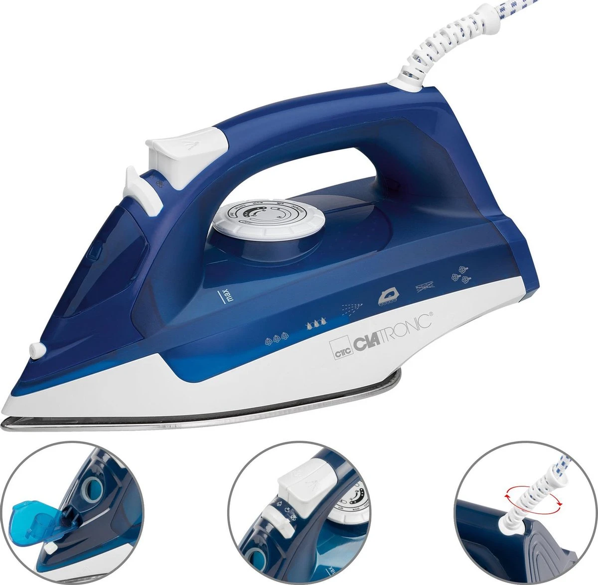 Clatronic DB 3704 - Stoomstrijkijzer Met 7 Functies -roestvrijstalen Speciale Zool - Traploze Temperatuurregeling. 4 Clatronic DB 3704 - Stoomstrijkijzer Met 7 Functies -roestvrijstalen Speciale Zool - Traploze Temperatuurregeling. - Afbeelding 4