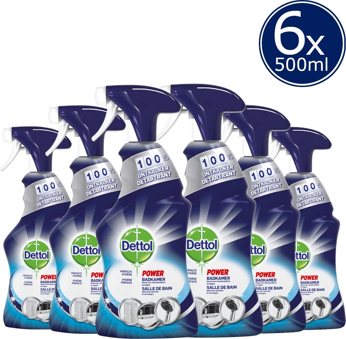 Dettol - Perfecte Hygiëne - Badkamerreiniger - Allesreiniger Spray - 6 X 500 Ml - Grootverpakking 1 Dettol - Perfecte Hygiëne - Badkamerreiniger - Allesreiniger Spray - 6 X 500 Ml - Grootverpakking
