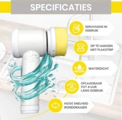 Lenga Elektrische Schoonmaakborstel - 5 In 1 Borstel - Oplaadbaar - Wasborstel - Schoonmaakmiddelen - Schrobborstels -Huishoudelijke Benodigdheden 1200x1179 3