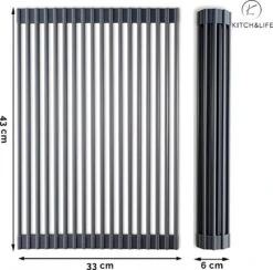 Kitch&Life Afdruiprek Oprolbaar - Mat Zwart - Pannenonderzetter - Afdruipmat - Keukenrek 3-in-1 14 Kitch&Life Afdruiprek Oprolbaar - Mat Zwart - Pannenonderzetter - Afdruipmat - Keukenrek 3-in-1 -Huishoudelijke Benodigdheden 1200x1185 5