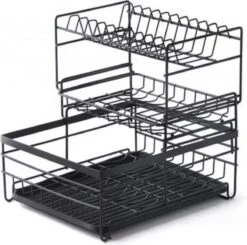 Luxaliving - Metalen Afdruiprek Met Lekbak – Afwas Droogrek – RVS Vaatwasrek – Keuken Droogrek Met Bestekmand – 3 Etages -Huishoudelijke Benodigdheden 1200x1189 6