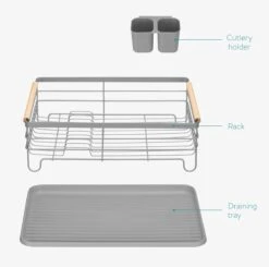 Navaris Afdruiprek Met Uitneembare Bestekhouder - Afwasrek Met Losse Lekbak - Vaatwasrek Met Plateau - Voor Bestek, Borden, Schalen En Pannen -Huishoudelijke Benodigdheden 1200x1189 7