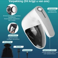 Merkloos Elektrische Pluizenverwijderaar - Draadloos - 2 Extra Opzetstukken - Wit - Ontpluizer - USB - Pluizentondeuse - Textiel En Wol - Inclusief Opbergtas -Huishoudelijke Benodigdheden 1200x1190 7