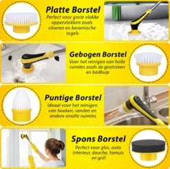 Trendosa Elektrische Schoonmaakborstel - Elektrische Schrobborstel - Poetsmachine - Handborstel - Scrubber- De Badkamer/Keuken/Auto- 10 Opzetstukken Geel 13 Trendosa Elektrische Schoonmaakborstel - Elektrische Schrobborstel - Poetsmachine - Handborstel - Scrubber- De Badkamer/Keuken/Auto- 10 Opzetstukken Geel -Huishoudelijke Benodigdheden 1200x1195 28