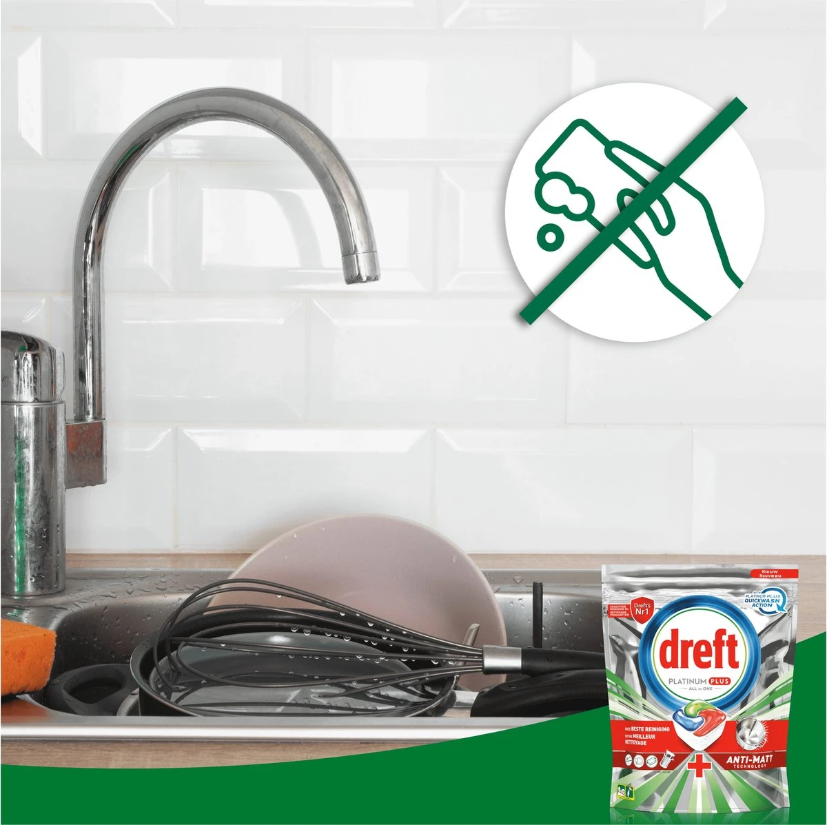 Dreft Platinum Plus All In One Fresh Herbal Breeze - 90 Vaatwascapsules 8 Dreft Platinum Plus All In One Fresh Herbal Breeze - 90 Vaatwascapsules - Afbeelding 8