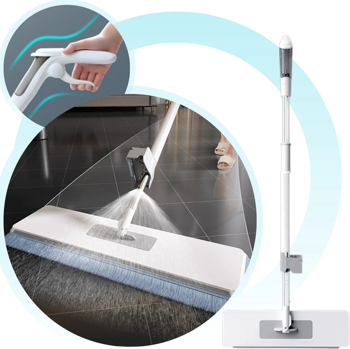 Powarkleen - Vloerwisser Met Spray - Incl. 2 Microvezel Doeken 1 Powarkleen - Vloerwisser Met Spray - Incl. 2 Microvezel Doeken