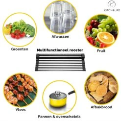 Kitch&Life Afdruiprek Oprolbaar - Mat Zwart - Pannenonderzetter - Afdruipmat - Keukenrek 3-in-1 10 Kitch&Life Afdruiprek Oprolbaar - Mat Zwart - Pannenonderzetter - Afdruipmat - Keukenrek 3-in-1 -Huishoudelijke Benodigdheden 1200x1198 13
