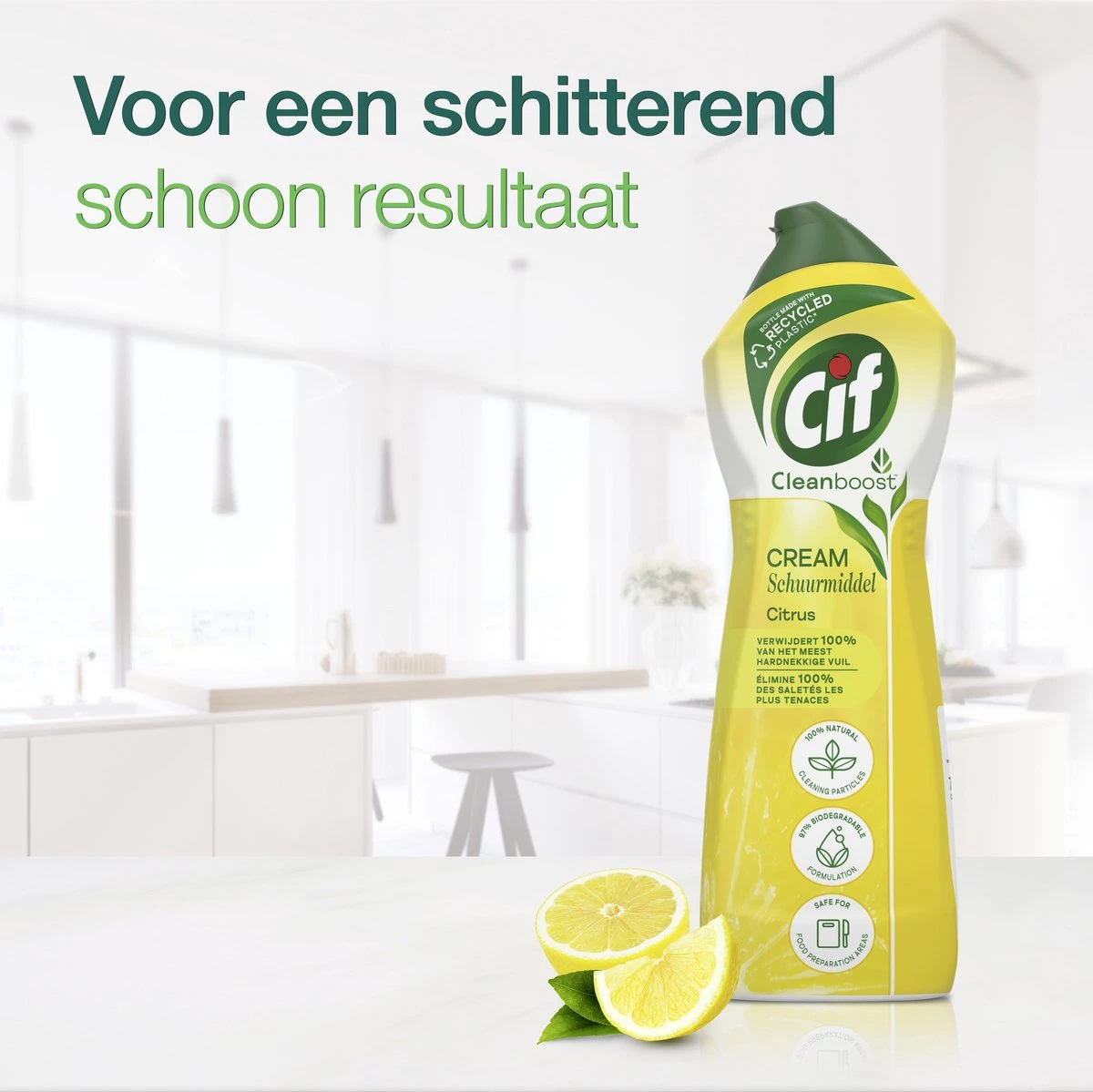 Cif CleanBoost Cream Citroen Schuurmiddel - 8 X 750 Ml - Voordeelverpakking 2 Cif CleanBoost Cream Citroen Schuurmiddel - 8 X 750 Ml - Voordeelverpakking - Afbeelding 2