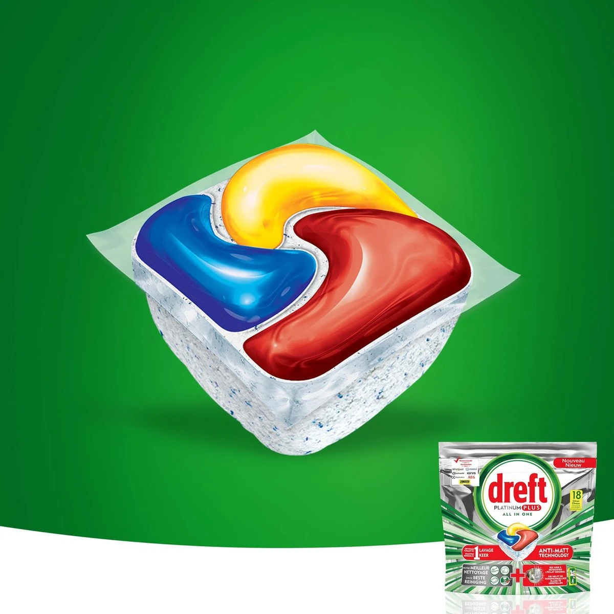 Dreft Platinum Plus Citroen - Voordeelverpakking 5x18 Stuks - Wasmiddel Capsules 3 Dreft Platinum Plus Citroen - Voordeelverpakking 5x18 Stuks - Wasmiddel Capsules - Afbeelding 3